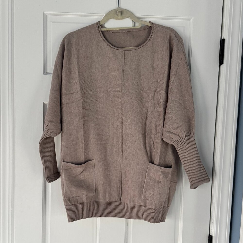 Emery Rose Blush Batwing Sleeve Sweater Size Medium Loose Fit Pullover Cozy Knit